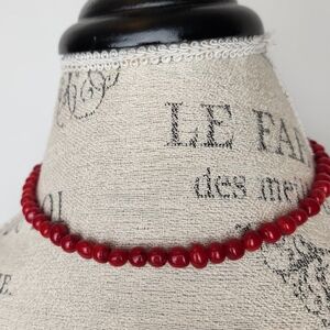Red bamboo coral necklace